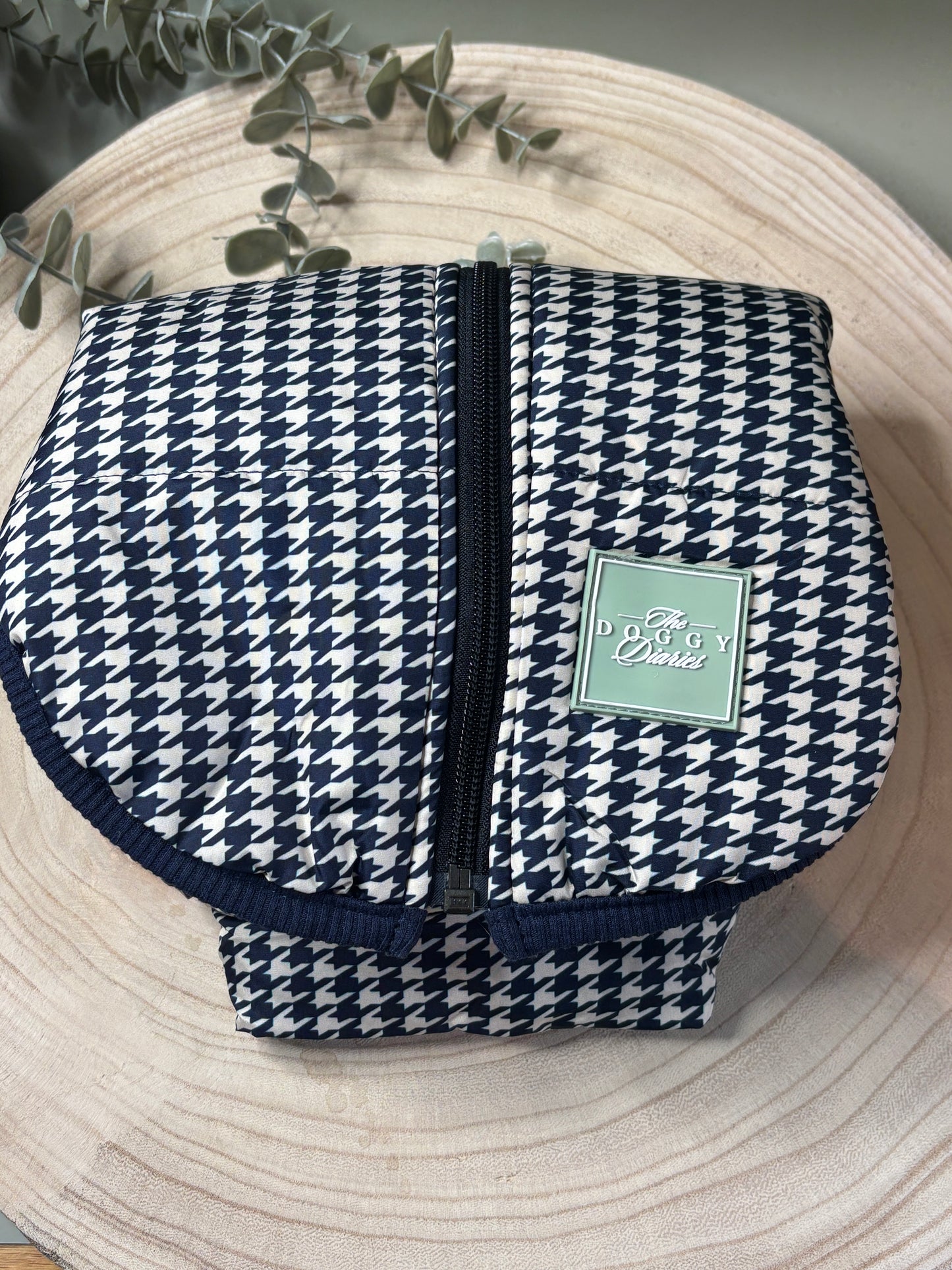 Navy & Cream Houndstooth Harness Coat