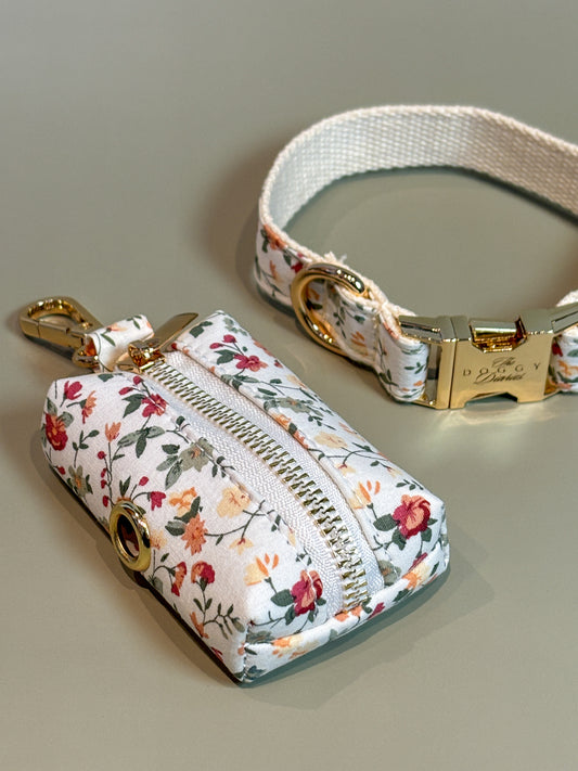 Spring Cream Floral Poop Bag Holder