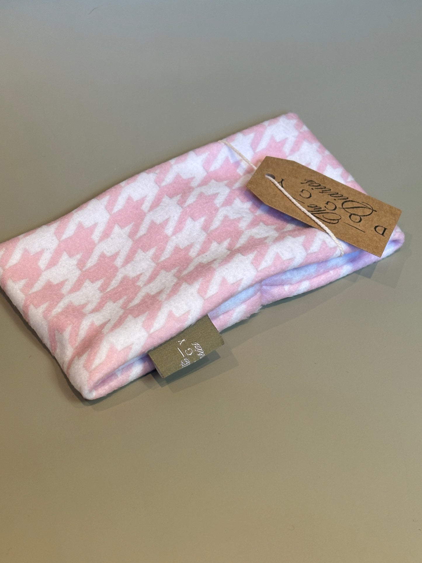 Pink and White Houndstooth Fleece Snood