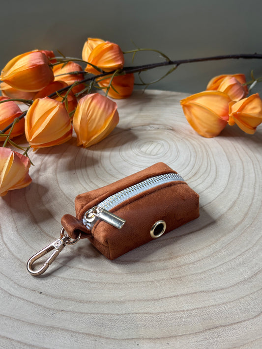 Rust Velvet Poop Bag Holder
