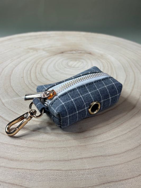 Grey Chequered Poop Bag Holder